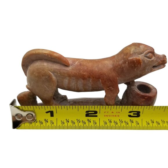 Hand-Carved Stone Dog Figurine With Pot - Picture 8 of 13